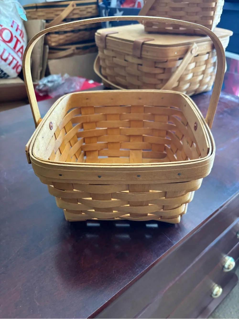 Vintage NWOT Longaberger Large Berry Basket Handwoven Maple Signed  Handle